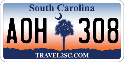 SC license plate AOH308