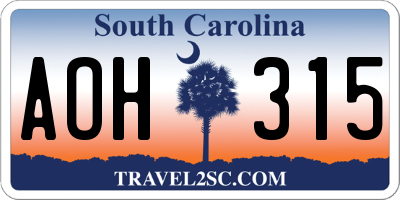 SC license plate AOH315