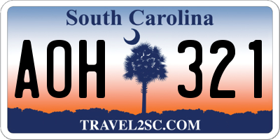 SC license plate AOH321