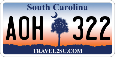 SC license plate AOH322