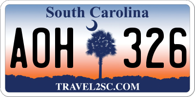 SC license plate AOH326