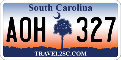 SC license plate AOH327