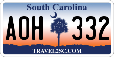 SC license plate AOH332