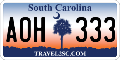 SC license plate AOH333