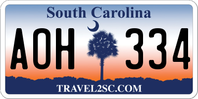 SC license plate AOH334