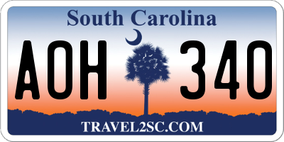 SC license plate AOH340