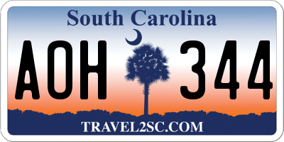 SC license plate AOH344