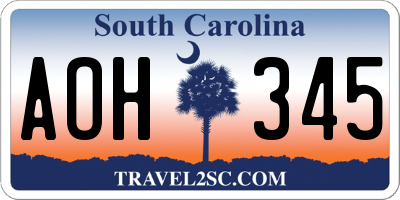 SC license plate AOH345