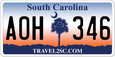 SC license plate AOH346