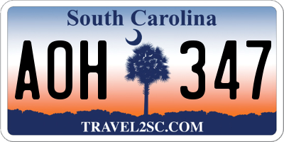 SC license plate AOH347