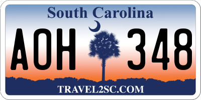 SC license plate AOH348
