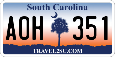 SC license plate AOH351