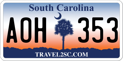 SC license plate AOH353