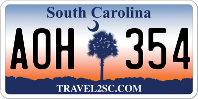 SC license plate AOH354