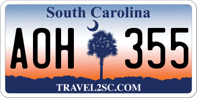 SC license plate AOH355