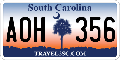 SC license plate AOH356