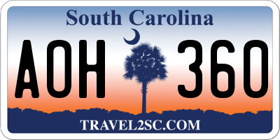 SC license plate AOH360
