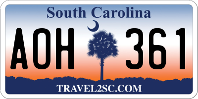 SC license plate AOH361