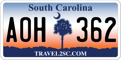 SC license plate AOH362