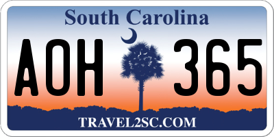 SC license plate AOH365
