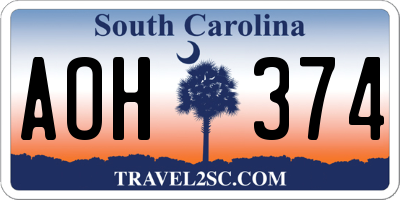 SC license plate AOH374