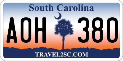 SC license plate AOH380