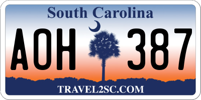 SC license plate AOH387