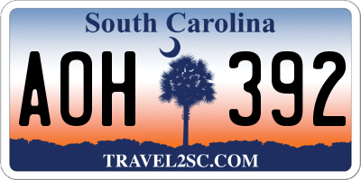 SC license plate AOH392