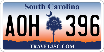 SC license plate AOH396