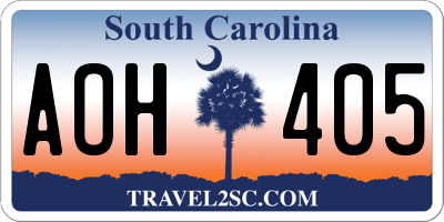 SC license plate AOH405