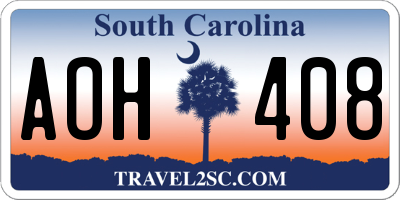 SC license plate AOH408
