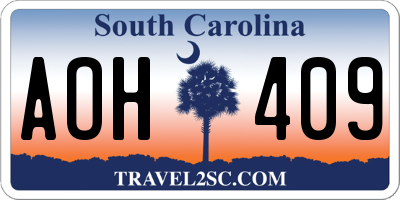 SC license plate AOH409