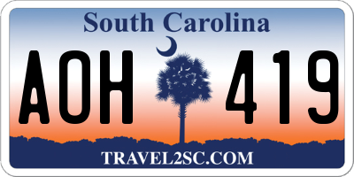 SC license plate AOH419