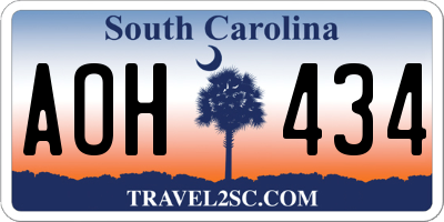 SC license plate AOH434