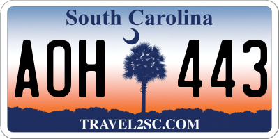SC license plate AOH443
