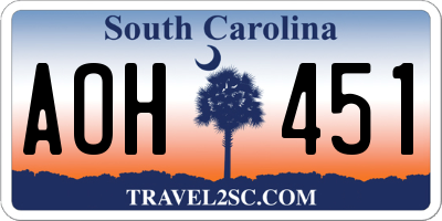 SC license plate AOH451