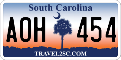 SC license plate AOH454