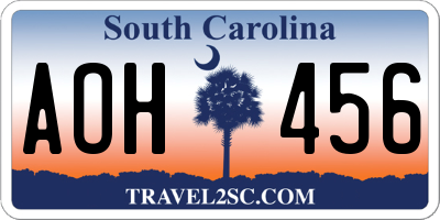 SC license plate AOH456