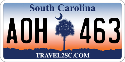 SC license plate AOH463