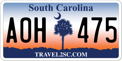 SC license plate AOH475