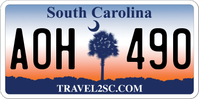 SC license plate AOH490