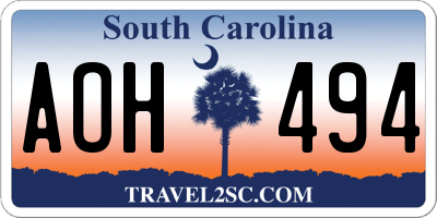 SC license plate AOH494