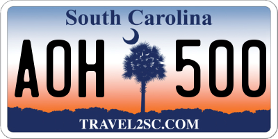 SC license plate AOH500