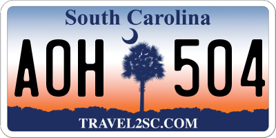 SC license plate AOH504
