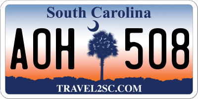 SC license plate AOH508