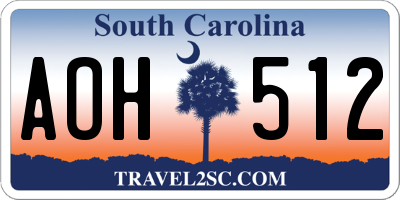 SC license plate AOH512