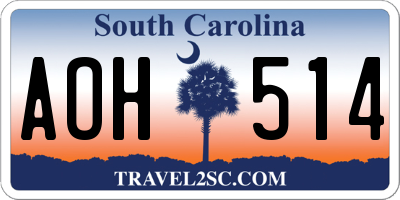 SC license plate AOH514