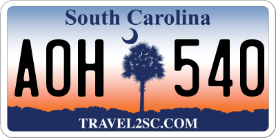 SC license plate AOH540