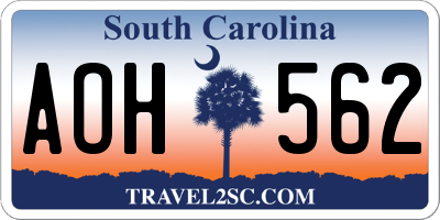 SC license plate AOH562