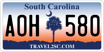 SC license plate AOH580